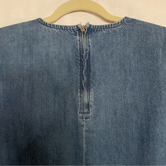 Asos Denim Boxy Boho Split Bell Sleeve Frayed Edge Top - Picture 8 of 13